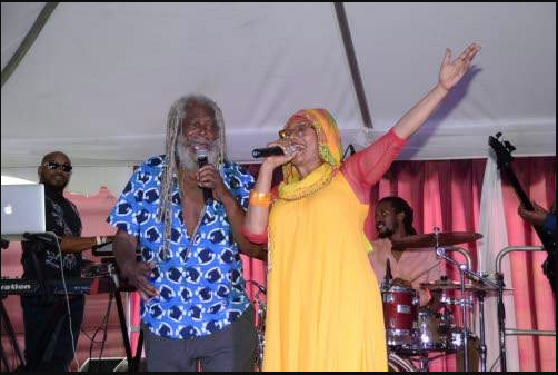 Bob Andy and Marcia Griffiths perform Young, Gifted and Black at Glenmuir High School's fifth annual Fundraising Brunch on the east lawns of Devon House in St Andrew last Sunday. (Photos: Joseph Wellington)